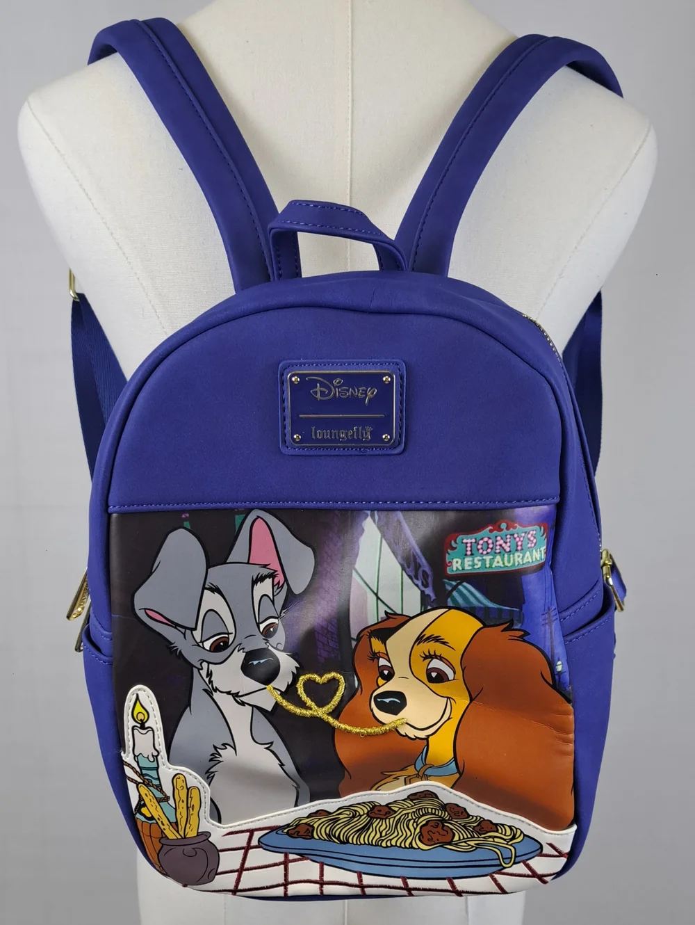 Loungefly x Disney Lady and the Tramp Purple Spaghetti Scene Mini Backpack